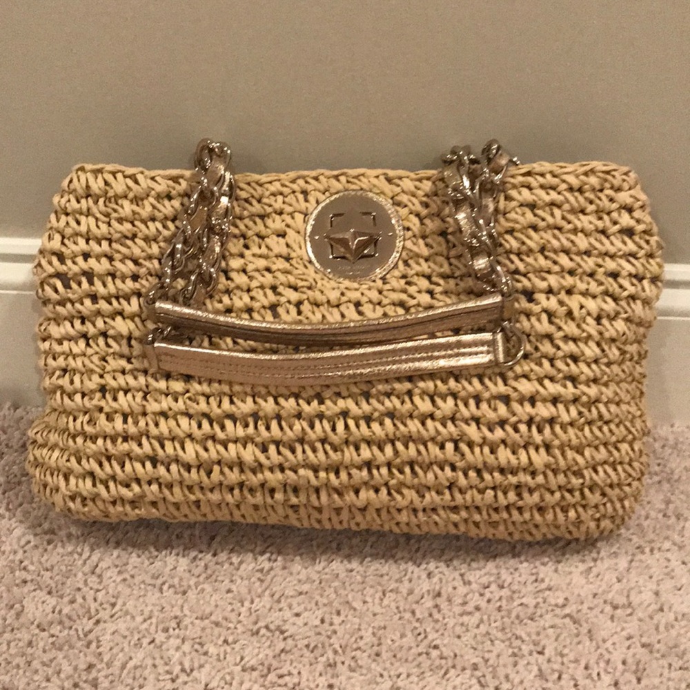 Medium Kate Spade straw shoulder bag